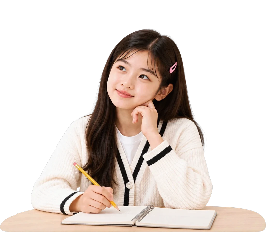 턱을 괴고 문제 해결 방법을 생각하는 아이